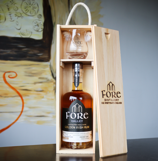 Fore Distillery Slide Case & Dram Glass Bundle with 500ml Fore Valley alcohol of your choice